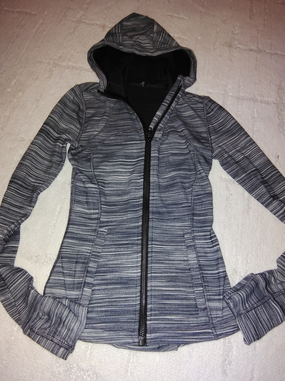lululemon athletica Gray Striped Hooded Zip Jacket